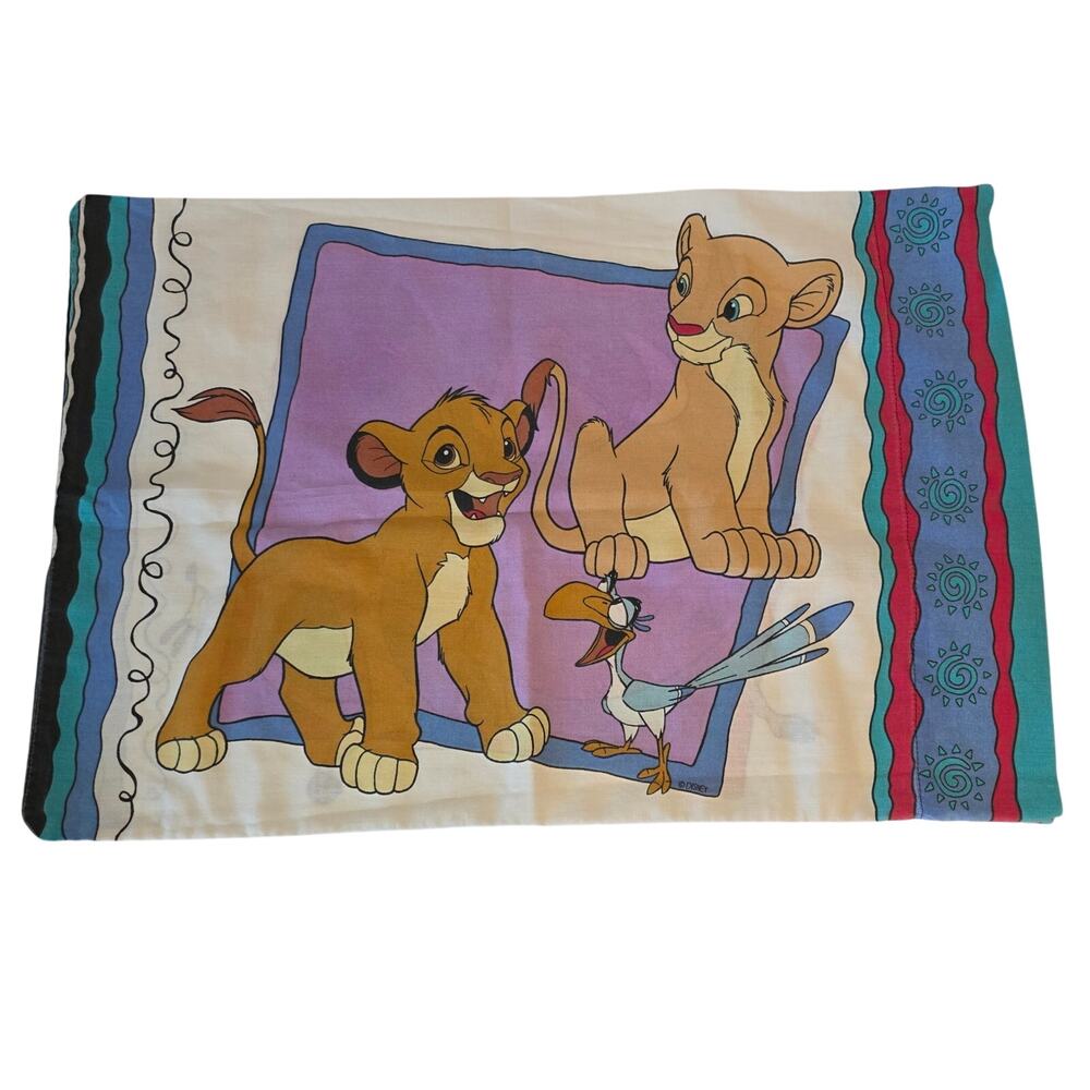 Vintage Disney The Lion King Simba Nala Pumbaa Timon Pillowcase 90s